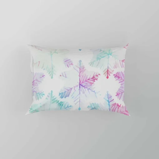 Watercolor Pink Purple Blue Snowflakes Pillow Case