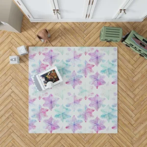 Watercolor Pink Purple Blue Snowflakes Rug