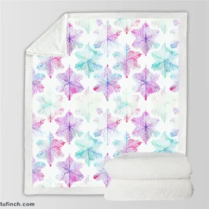 Watercolor Pink Purple Blue Snowflakes Sherpa Fleece Blanket