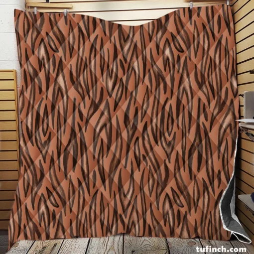 Watercolor Tiger Skin Animal Print Quilt Blanket