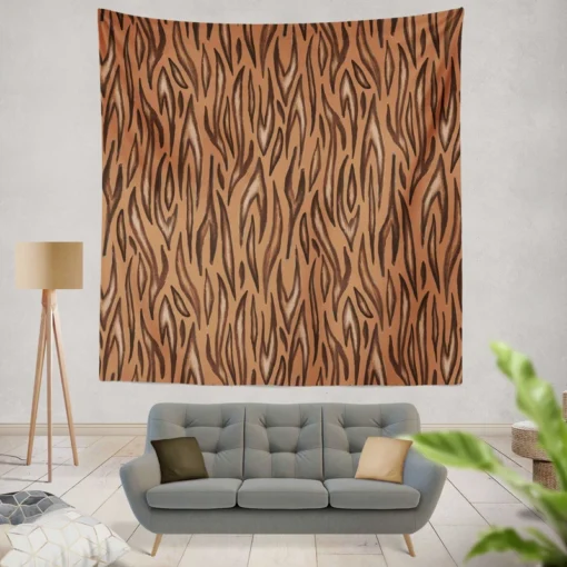 Watercolor Tiger Skin Animal Print Wall Tapestry