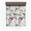 Watercolor Tropical Flowers Pattern in Lilac Purple Fitted Sheet