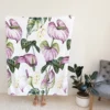 Watercolor Tropical Flowers Pattern in Lilac Purple Fleece Blanket