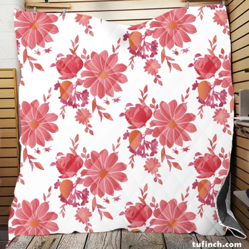 Watermelon Colored Quilt Blanket