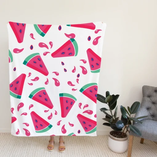 Watermelon Summer Juicy Design Fleece Blanket