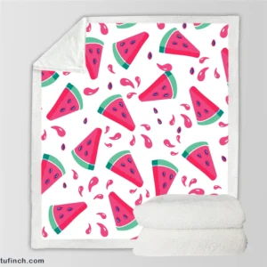 Watermelon Summer Juicy Design Sherpa Fleece Blanket