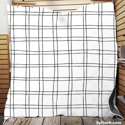 Wavy Double Grid Checkered Pattern Quilt Blanket