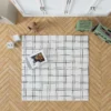 Wavy Double Grid Checkered Pattern Rug