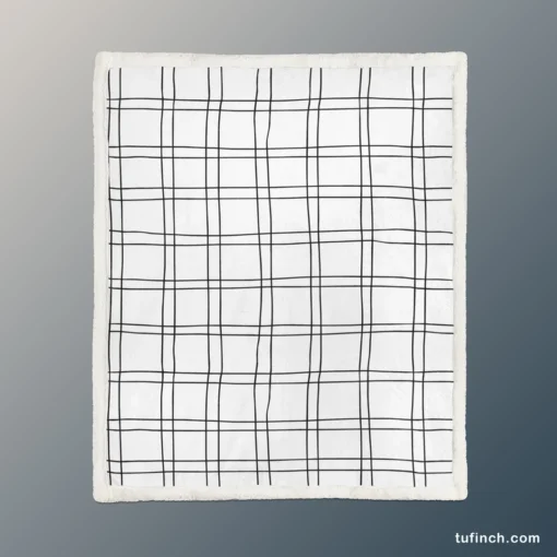 Wavy Double Grid Checkered Pattern Sherpa Fleece Blanket 1