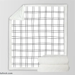 Wavy Double Grid Checkered Pattern Sherpa Fleece Blanket