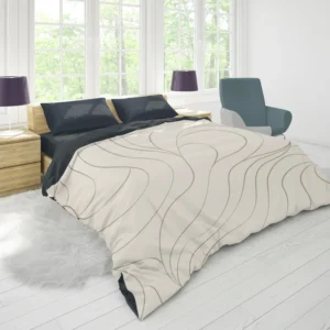 Wavy Minimalist In Off White Duvet Cover 1