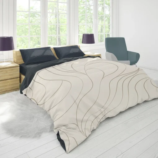 Wavy Minimalist In Off White Duvet Cover 1