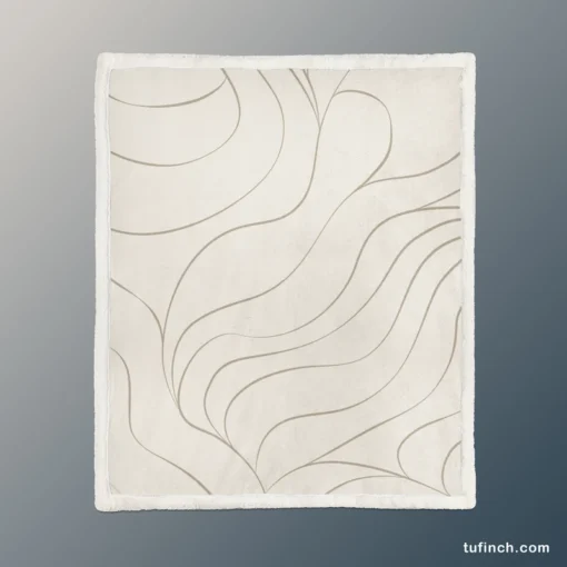 Wavy Minimalist In Off White Sherpa Fleece Blanket 1