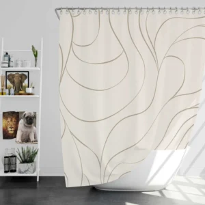 Wavy Minimalist In Off White Shower Curtain