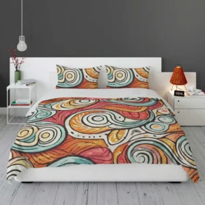 Whimsical Pastel Abstract Retro Wave Pattern Bedding Set 1