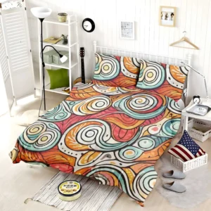 Whimsical Pastel Abstract Retro Wave Pattern Bedding Set