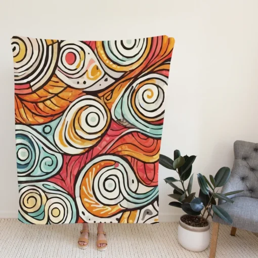 Whimsical Pastel Abstract Retro Wave Pattern Fleece Blanket