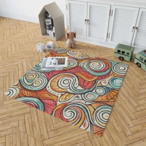 Whimsical Pastel Abstract Retro Wave Pattern Rug 1