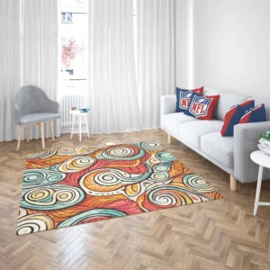 Whimsical Pastel Abstract Retro Wave Pattern Rug 2