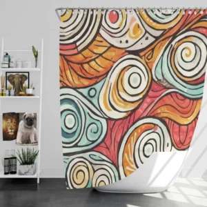 Whimsical Pastel Abstract Retro Wave Pattern Shower Curtain