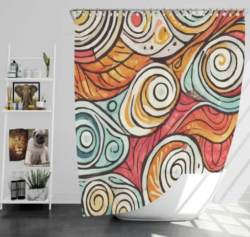 Whimsical Pastel Abstract Retro Wave Pattern Shower Curtain