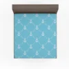 White Anchor Pattern In Turquoise Blue Fitted Sheet