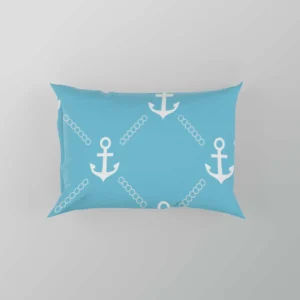 White Anchor Pattern In Turquoise Blue Pillow Case