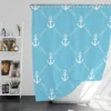 White Anchor Pattern In Turquoise Blue Shower Curtain