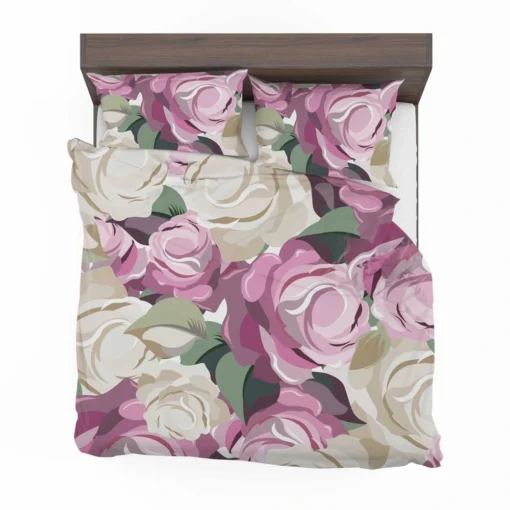 White And Pink Poppy Roses Bedding Set 2