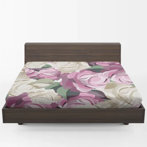 White And Pink Poppy Roses Fitted Sheet 1