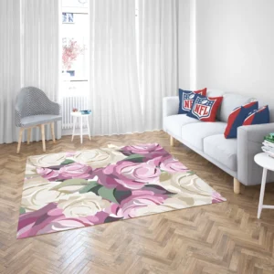 White And Pink Poppy Roses Rug 2