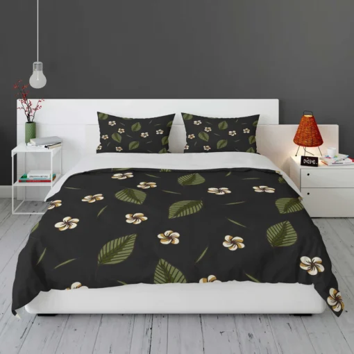 White Aralia Flower Pattern Bedding Set 1