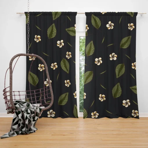 White Aralia Flower Pattern Curtain