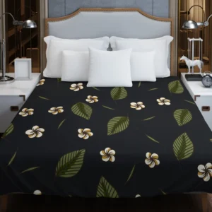 White Aralia Flower Pattern Duvet Cover