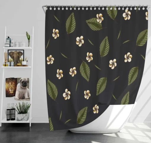 White Aralia Flower Pattern Shower Curtain