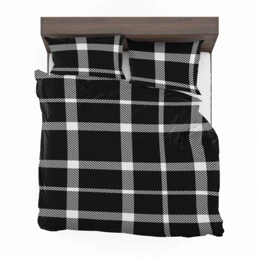 White Black Tartan Plait Scottish Bedding Set 2