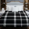 White Black Tartan Plait Scottish Duvet Cover