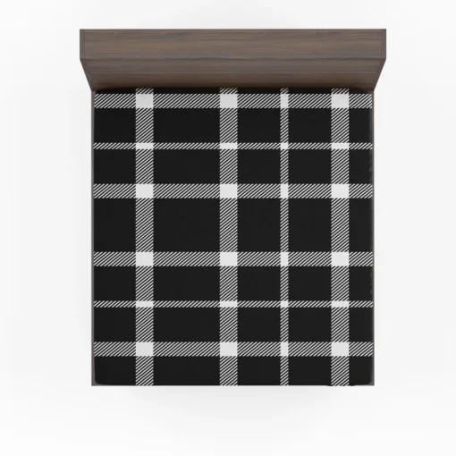 White Black Tartan Plait Scottish Fitted Sheet