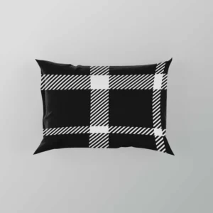 White Black Tartan Plait Scottish Pillow Case