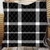 White Black Tartan Plait Scottish Quilt Blanket