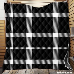 White Black Tartan Plait Scottish Quilt Blanket