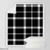 White Black Tartan Plait Scottish Sherpa Fleece Blanket