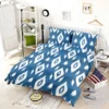 White Blue Eccentric Ikat Bedding Set