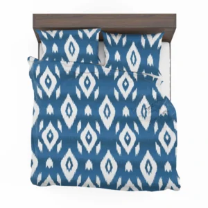 White Blue Eccentric Ikat Bedding Set 2