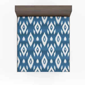 White Blue Eccentric Ikat Fitted Sheet