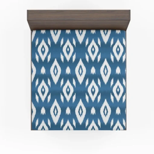 White Blue Eccentric Ikat Fitted Sheet