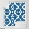 White Blue Eccentric Ikat Sherpa Fleece Blanket