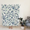 White Blue Floral Damask Fleece Blanket