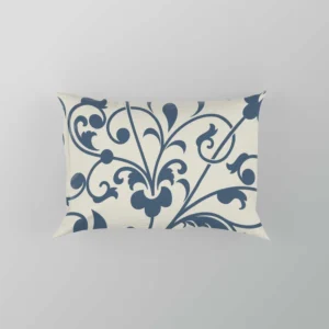 White Blue Floral Damask Pillow Case