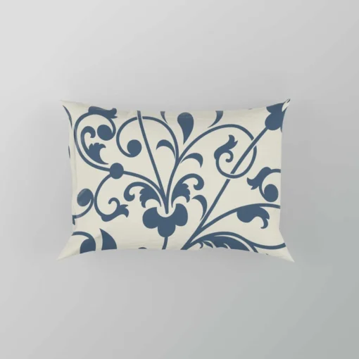 White Blue Floral Damask Pillow Case